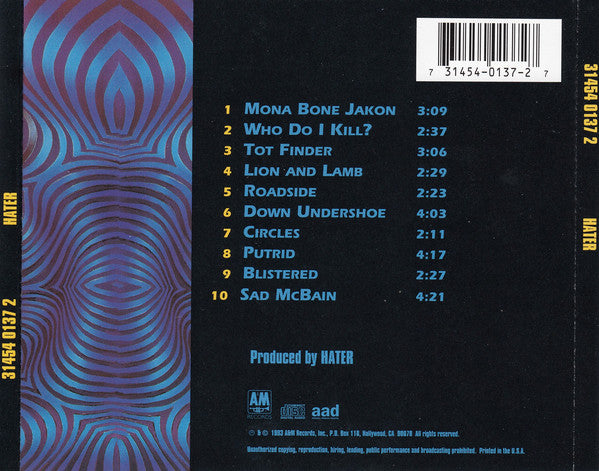 Hater : Hater (CD, Album)