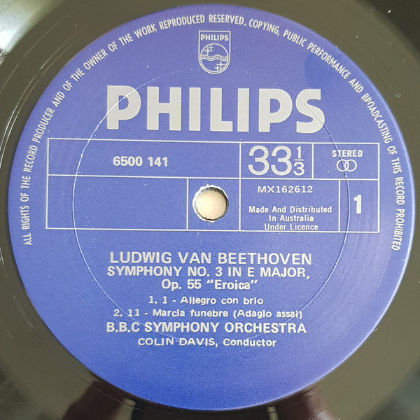 Beethoven* - BBC Symphony Orchestra, Colin Davis* : Symphony No.3 "Eroica" / Overture "Coriolan" (LP)
