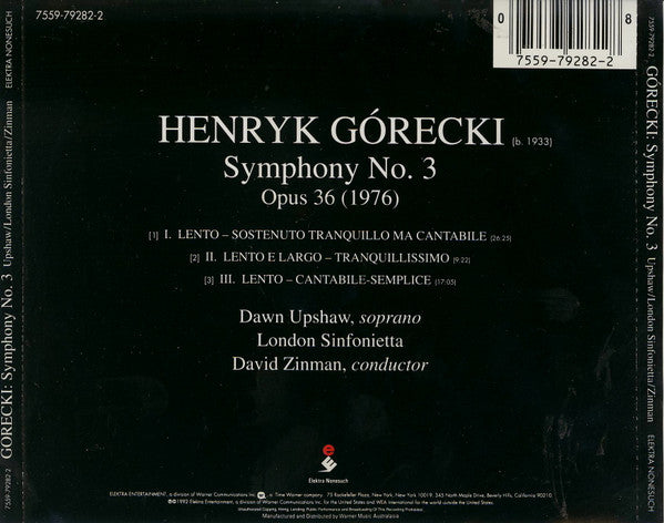 Henryk Górecki - Dawn Upshaw, London Sinfonietta, David Zinman : Symphony No. 3 (CD, Album)