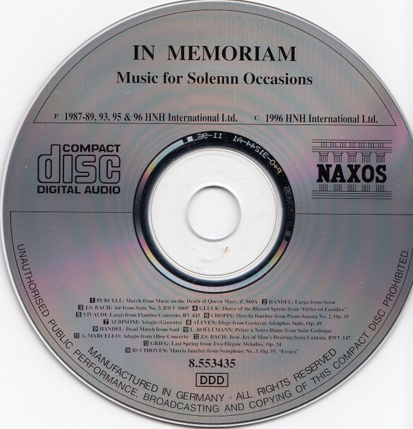 Various : In Memoriam - Music For Solemn Occasions (CD, Comp)