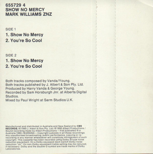 Mark Williams (4) : Show No Mercy (Cass, Single)