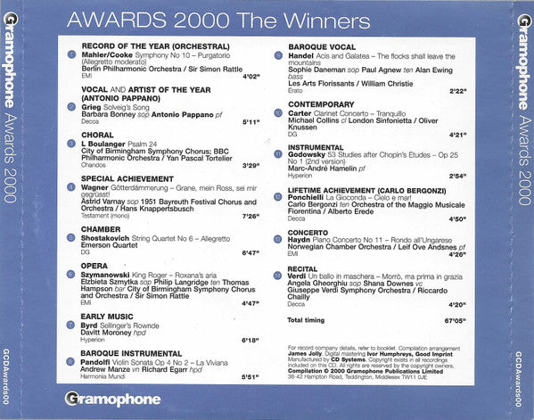 Various : Gramophone 2000 Awards Winners (CD, Comp, Promo, Smplr)