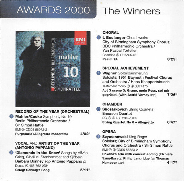 Various : Gramophone 2000 Awards Winners (CD, Comp, Promo, Smplr)