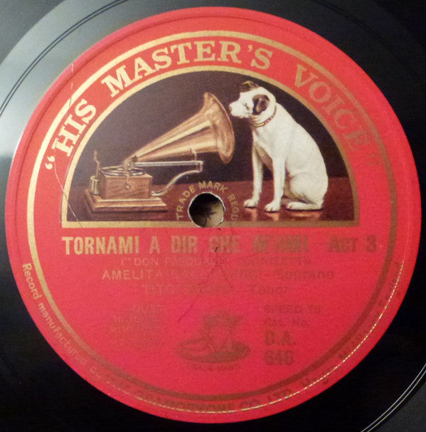 Amelita Galli-Curci u. Tito Schipa : Tornami A Dir Che M'Ami / E Il Sol Dell'Anima (Shellac, 10")