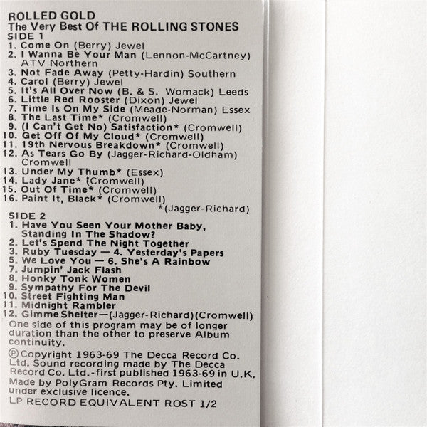 The Rolling Stones : Rolled Gold - The Very Best Of The Rolling Stones (Cass, Comp, RE)