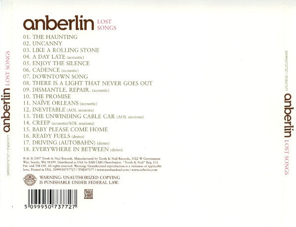 Anberlin : Lost Songs (CD, Comp)