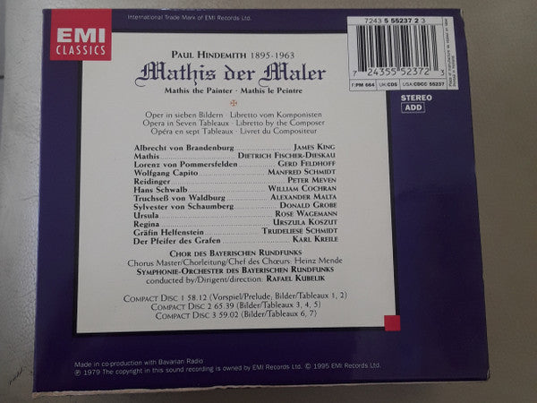 Hindemith*, Dietrich Fischer-Dieskau, James King (3), Urszula Koszut, Rose Wagemann, William Cochran, Peter Meven, Chor* und Symphonie-Orchester Des Bayerischen Rundfunks, Rafael Kubelik : Mathis Der Maler (3xCD, Album, RE + Box, Sli)