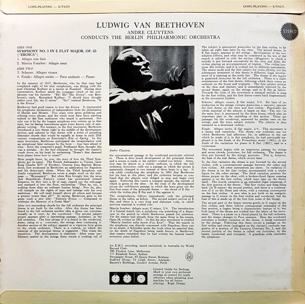 Ludwig van Beethoven, André Cluytens And Berliner Philharmoniker : Symphony No. 3 In E Flat Major ("Eroica") (LP, Album, Club, RE)