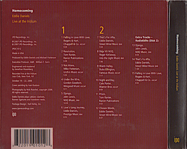 Eddie Daniels : Homecoming: Eddie Daniels Live At The Iridium  (2xCD, Album)