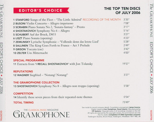 Various : I Remember Shostakovich - Editor's Choice July 2006 (CD, Comp, Promo, Smplr)