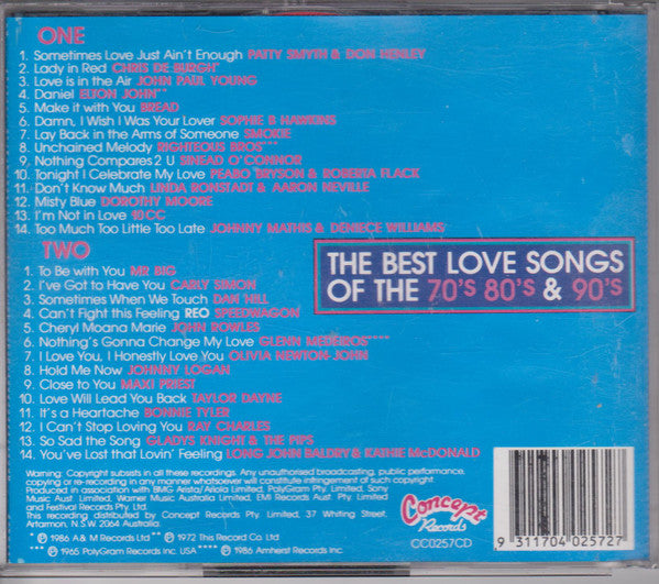 Various : The Best Love Songs Of The 70's 80's And 90's (2xCD, Comp)