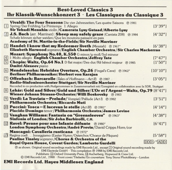 Various : Best - Loved Classics - 3 (CD, Comp)