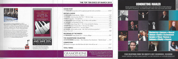 Various : Conducting Mahler - Hear Gramophone's Featured Maestros Performing Excerpts From All 10 Symphonies And Das Lied Von Der Erde (CD, Comp, Promo, Smplr)