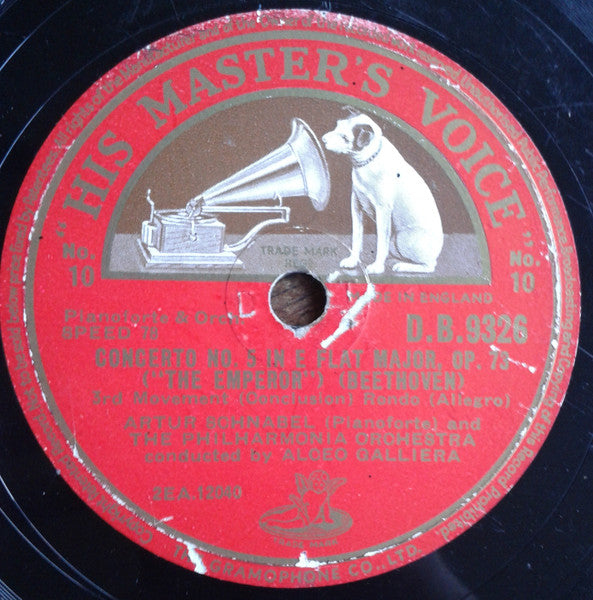 Ludwig van Beethoven – Artur Schnabel, Philharmonia Orchestra, Alceo Galliera : Concerto No. 5 In E Flat Major, Op. 73 ("The Emperor") (5xShellac, 12", Album)