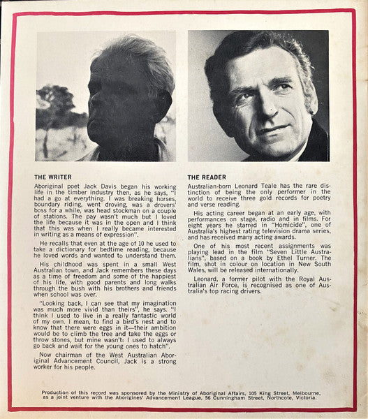 Jack Davis (4), Leonard Teale : The First-Born And Other Poems (Read By Leonard Teale) (7", EP)