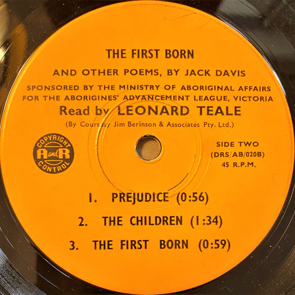 Jack Davis (4), Leonard Teale : The First-Born And Other Poems (Read By Leonard Teale) (7", EP)
