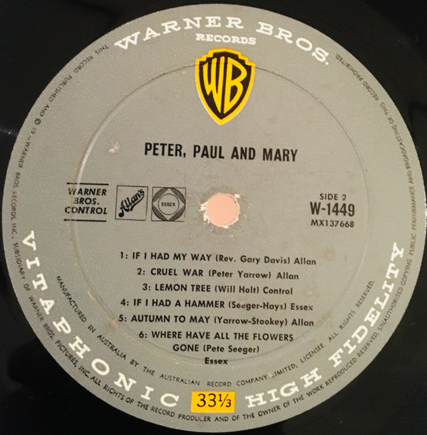 Peter, Paul And Mary* : Peter, Paul And Mary (LP, Album, Vit)