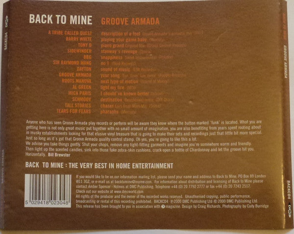 Groove Armada : Back To Mine (CD, Mixed)