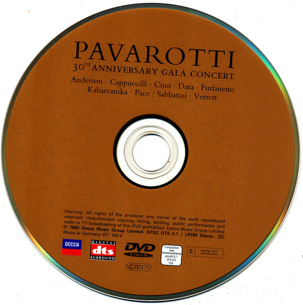Luciano Pavarotti : 30th Anniversary Gala Concert (DVD-V, RE, NTSC, Reg)