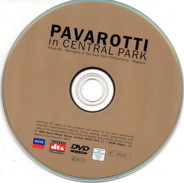Luciano Pavarotti : Pavarotti In Central Park (DVD-V, NTSC, Reg)