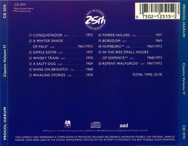 Procol Harum : Classics Volume 17 (CD, Comp, Mono)