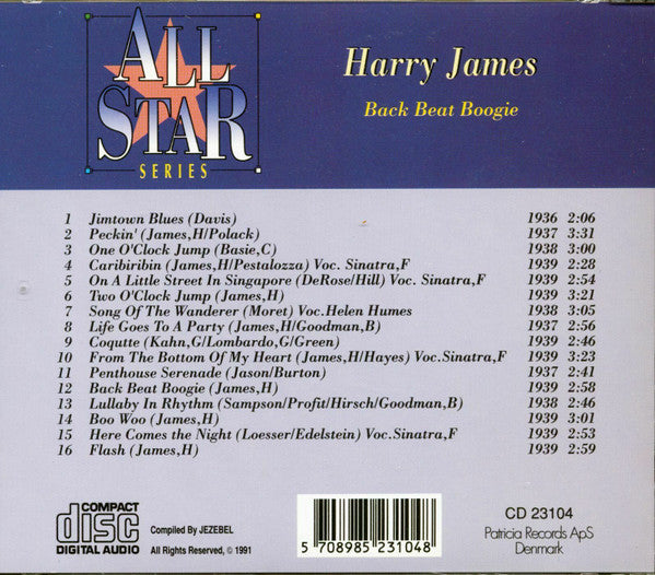 Harry James (2) : Back Beat Boogie (CD, Album, Comp)