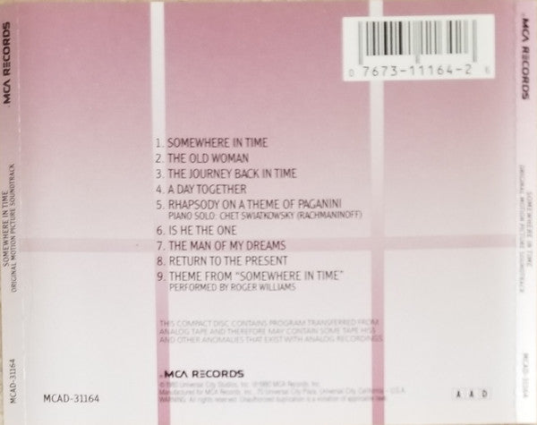 John Barry : Somewhere In Time (Original Motion Picture Soundtrack) (CD, Album, RE)