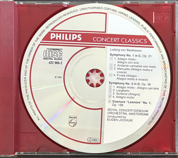 Ludwig Van Beethoven - Eugen Jochum, Concertgebouworkest : Symphonies Nos. 1 & 2 (CD, Comp)