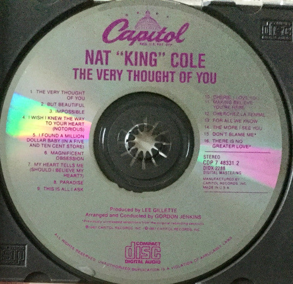 Nat "King" Cole*, Gordon Jenkins And His Orchestra : The Very Thought Of You (CD, Album, RE)