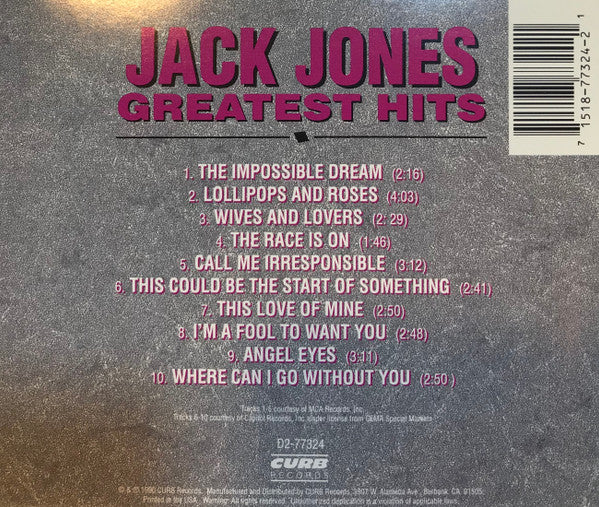 Jack Jones : Greatest Hits  (CD, Album, Comp)