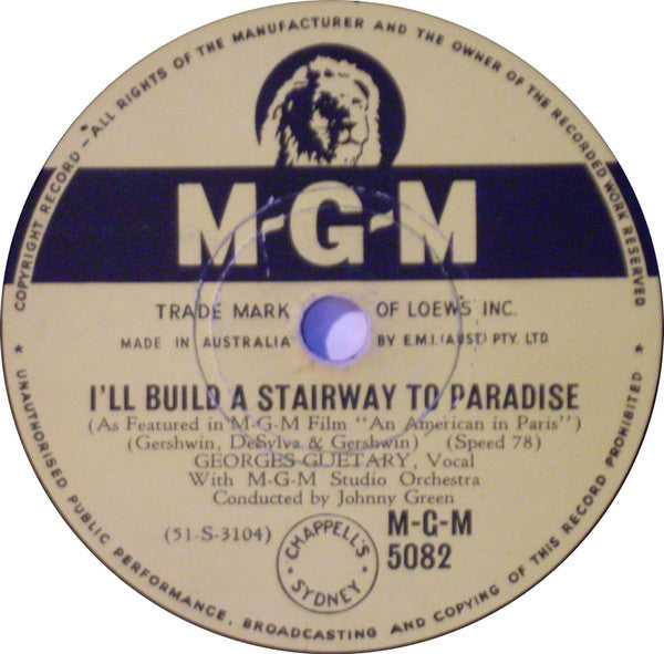 Gene Kelly, Georges Guétary With MGM Studio Orchestra And Johnny Green : 'S Wonderful / I'll Build A Stairway To Paradise (Shellac, 10")