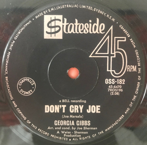 Georgia Gibbs : Call Me / Don't Cry Joe (7", Single)