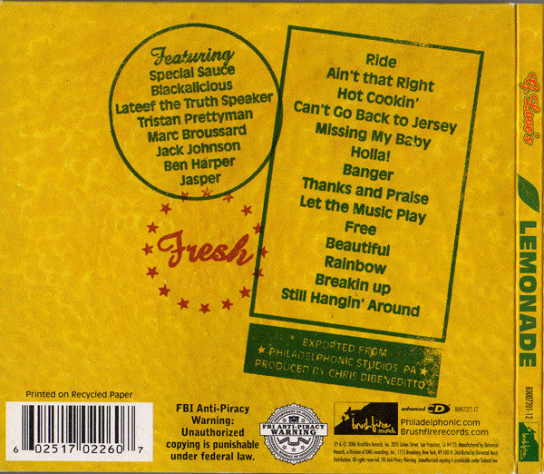G. Love : Lemonade (CD, Album, Enh, Dig)