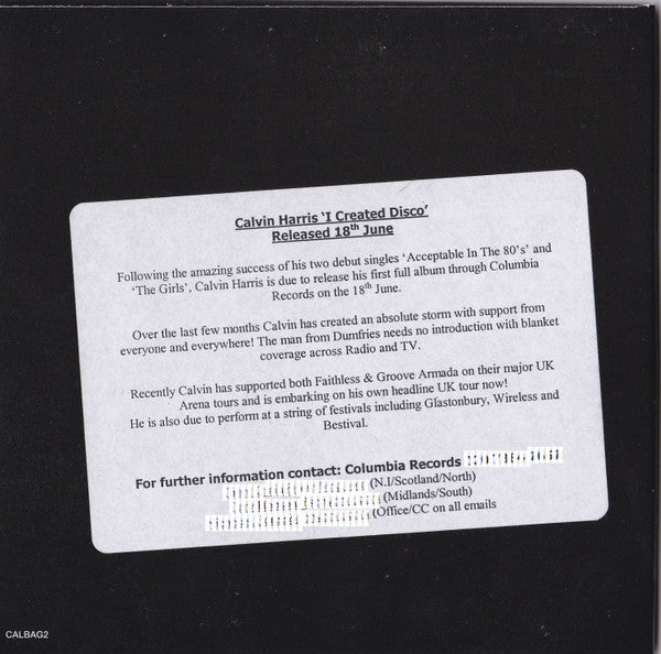 Calvin Harris : I Created Disco (CD, Album, Promo)