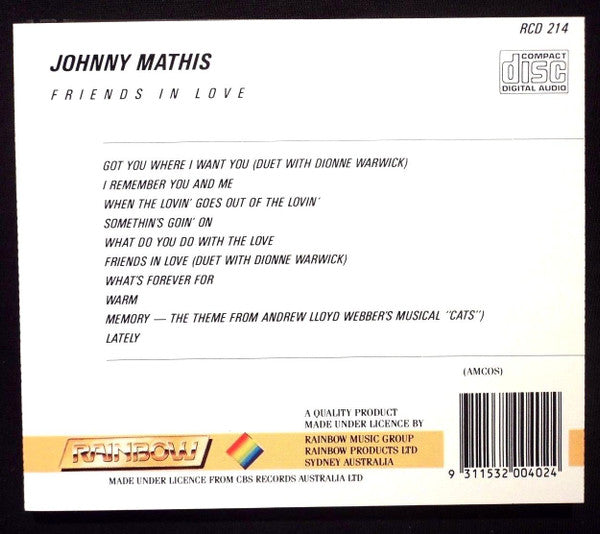 Johnny Mathis : Friends In Love (CD, Album, RE)