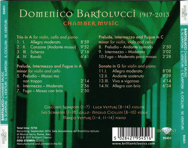 Bartolucci* - Luca Venturi (2) · Giacomo Scarponi · Angelo Cicillini · Ivo Scarponi · Marco Venturi : Chamber Music (CD, Album)