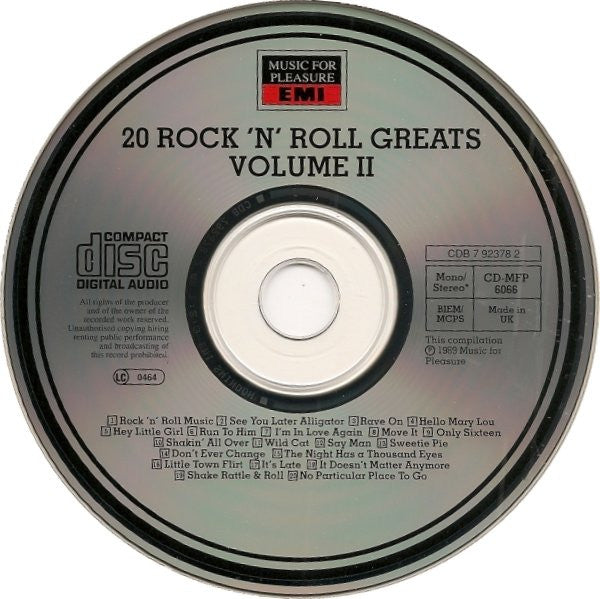 Various : 20 Rock 'N' Roll Greats Volume II (CD, Comp, Mono)