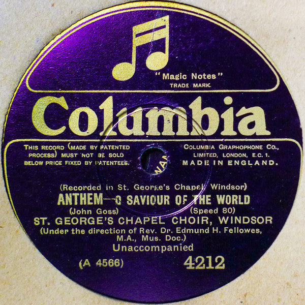 St. George's Chapel Choir, Windsor* : O Saviour Of The World / God Is A Spirit (Shellac, 10", 80 RPM)