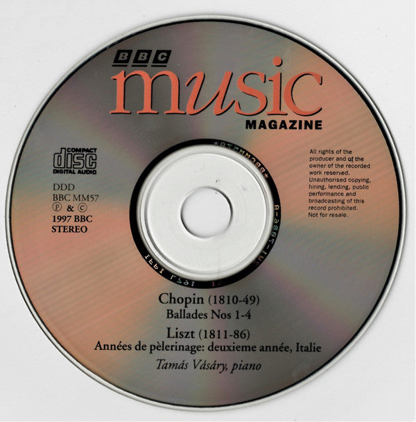 Frédéric Chopin / Franz Liszt - Tamás Vásáry : Ballades Nos 1-4 / Années De Pèlerinage: Deuxieme Année, Italie (CD, Sli)