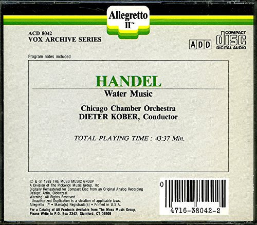 Georg Friedrich Händel, Chicago Chamber Orchestra, Dieter Kober : Water Music (CD, Album, RE, RM)