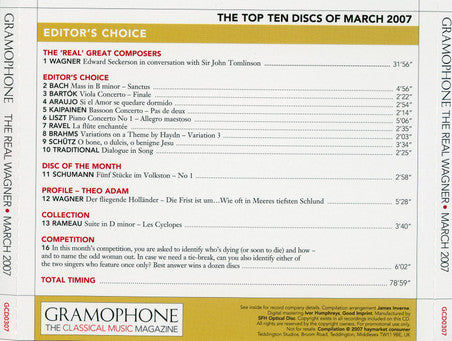 Various : Gramophone Collectors' Edition CD No 8 - The Real Wagner - March 2007 (CD, Promo, Smplr)
