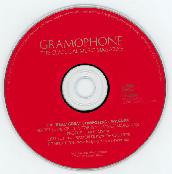 Various : Gramophone Collectors' Edition CD No 8 - The Real Wagner - March 2007 (CD, Promo, Smplr)