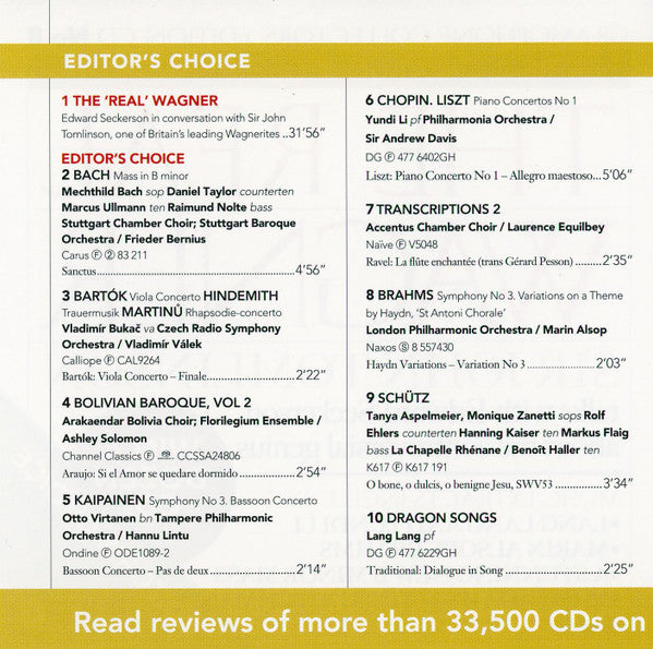Various : Gramophone Collectors' Edition CD No 8 - The Real Wagner - March 2007 (CD, Promo, Smplr)