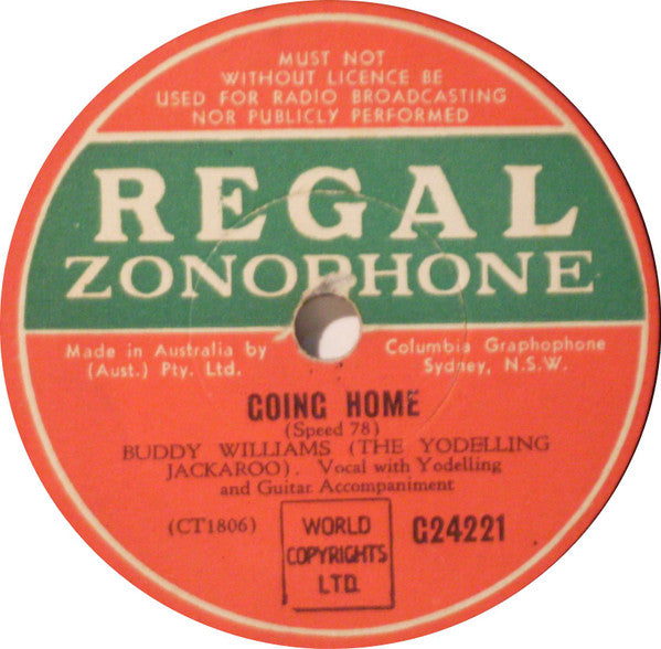 Buddy Williams (2) : The Newsboy's Message / Going Home (Shellac, 10", RP)