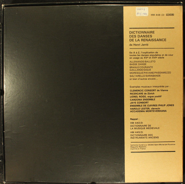 Various : Dictionnaire Des Danses De La Renaissance (3xLP + Box)