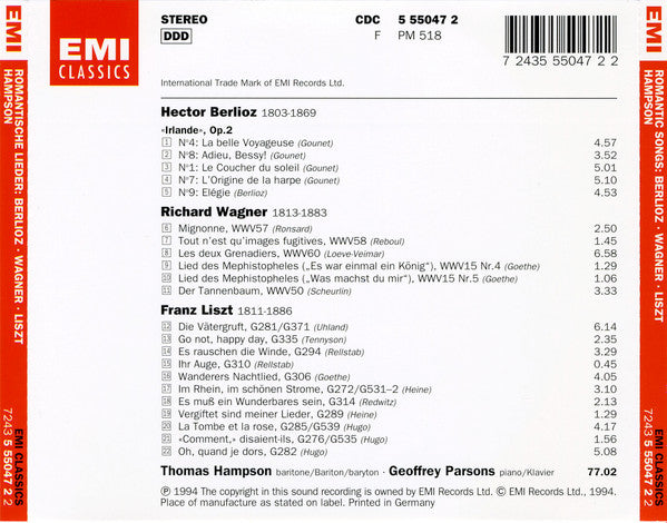 Thomas Hampson : Romantic Songs  (CD, Album)