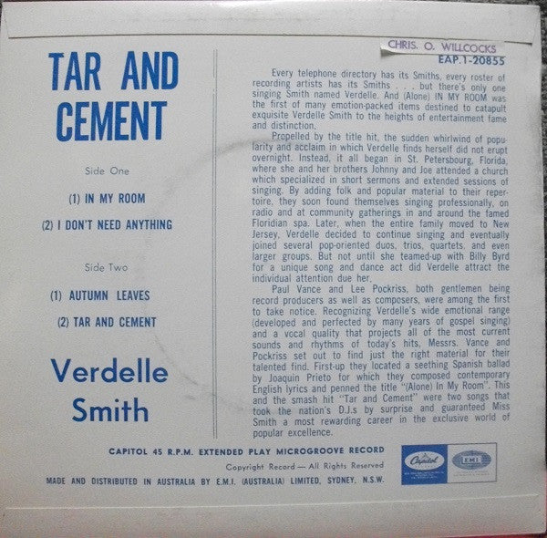 Verdelle Smith : Tar And Cement (7", EP)
