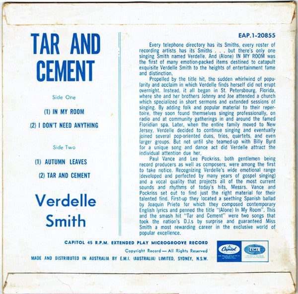 Verdelle Smith : Tar And Cement (7", EP)