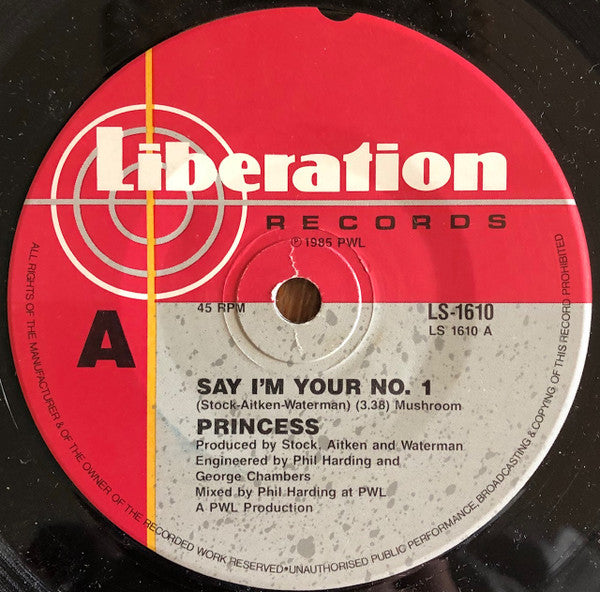 Princess : Say I'm Your No. 1 (7", Single)