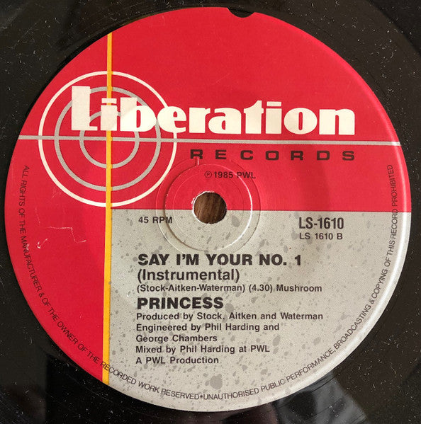 Princess : Say I'm Your No. 1 (7", Single)